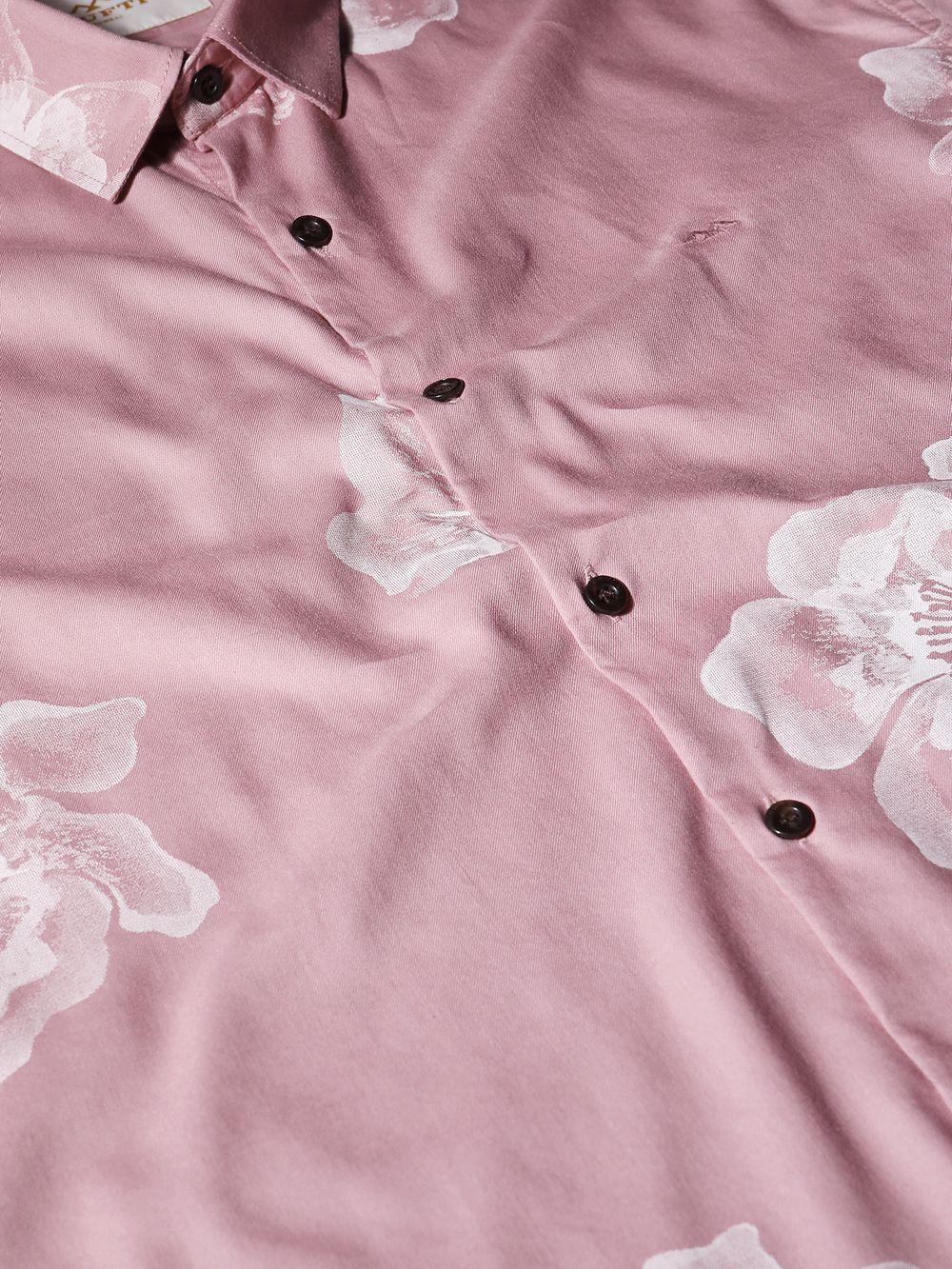 Pink Floral Print Slim Fit Casual Shirt