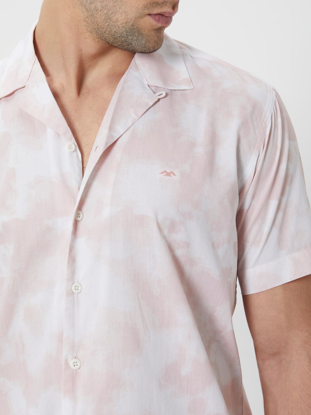 Pink Cloud Print Relaxed Fit Casual Shirt