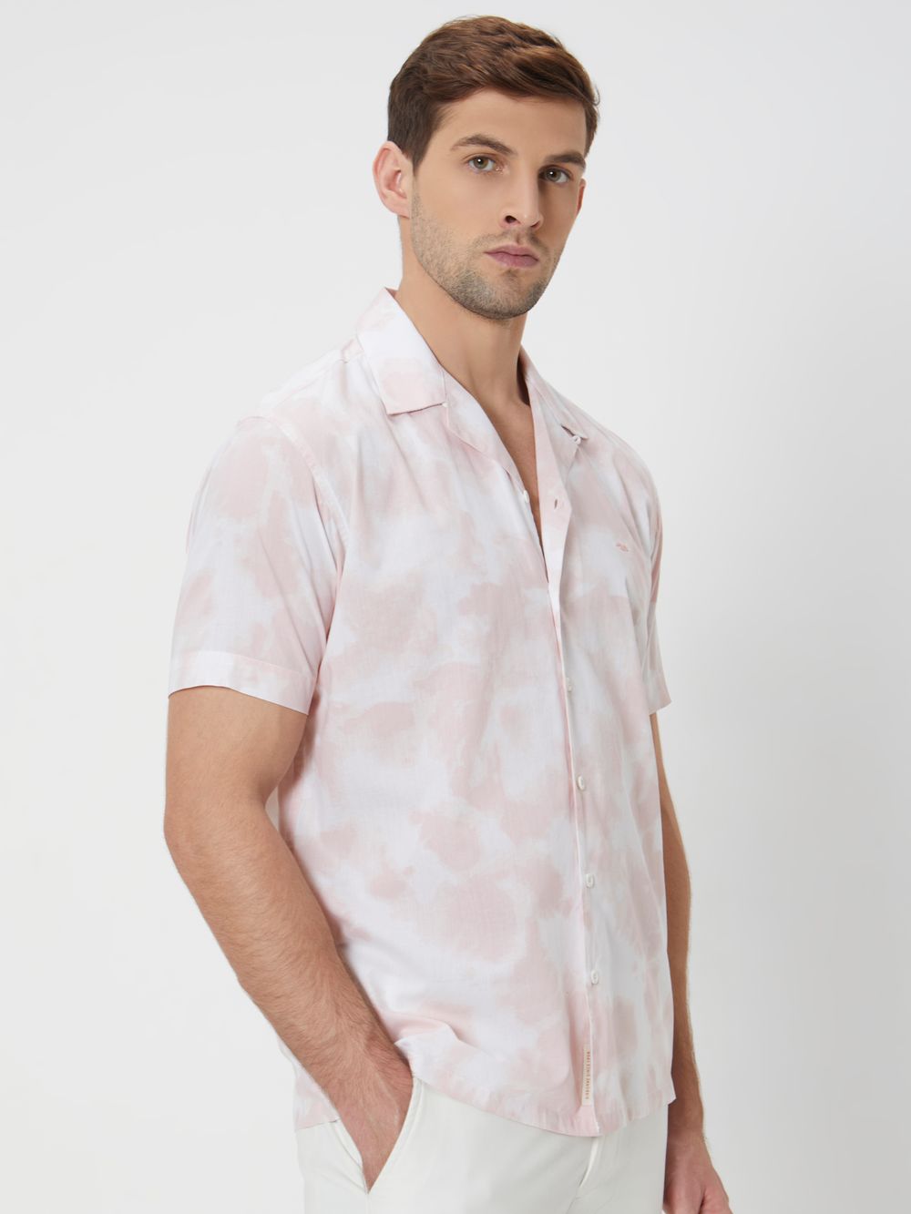 Pink Cloud Print Relaxed Fit Casual Shirt