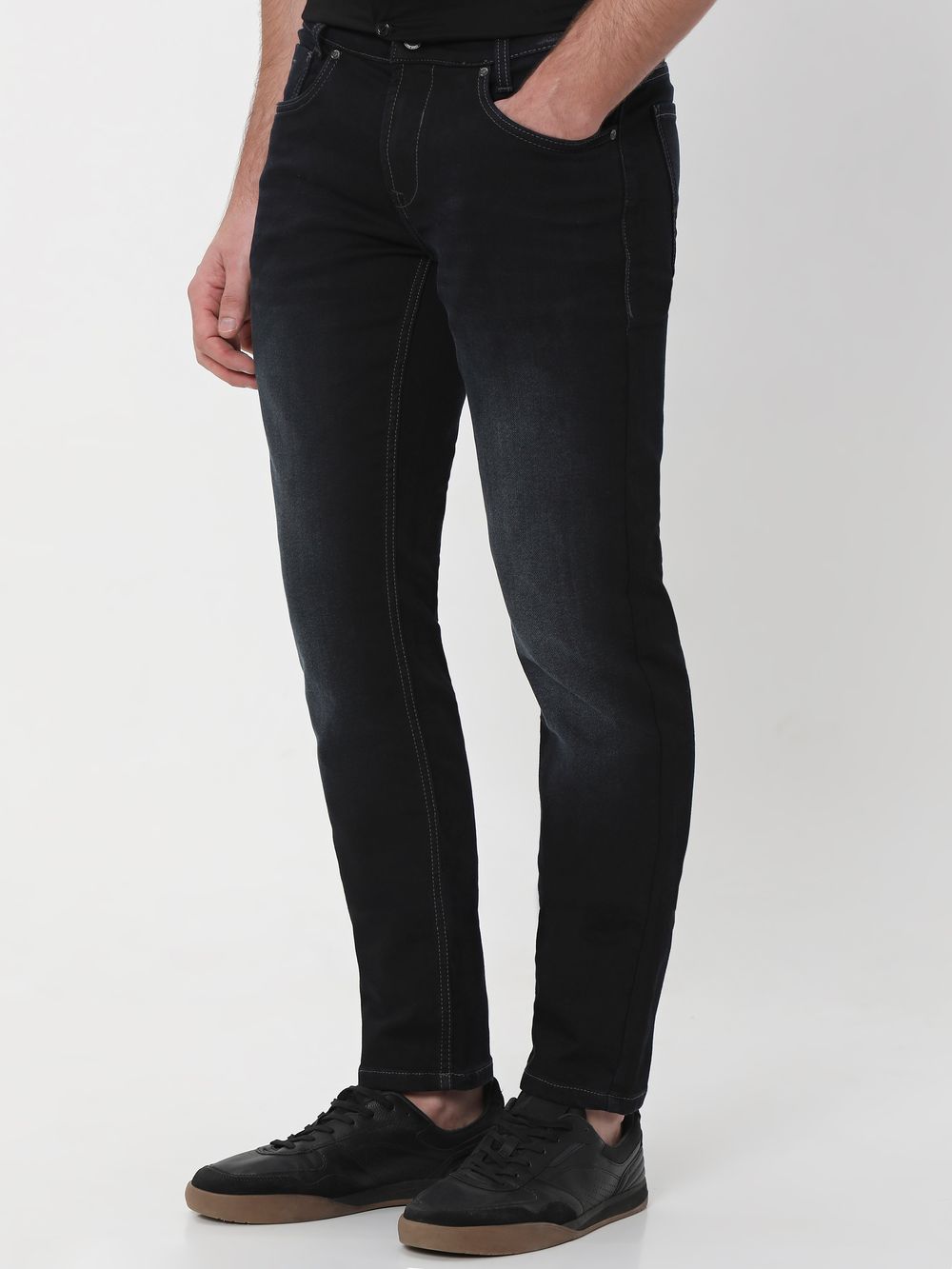 Black Narrow Fit Denim Deluxe Stretch Jeans