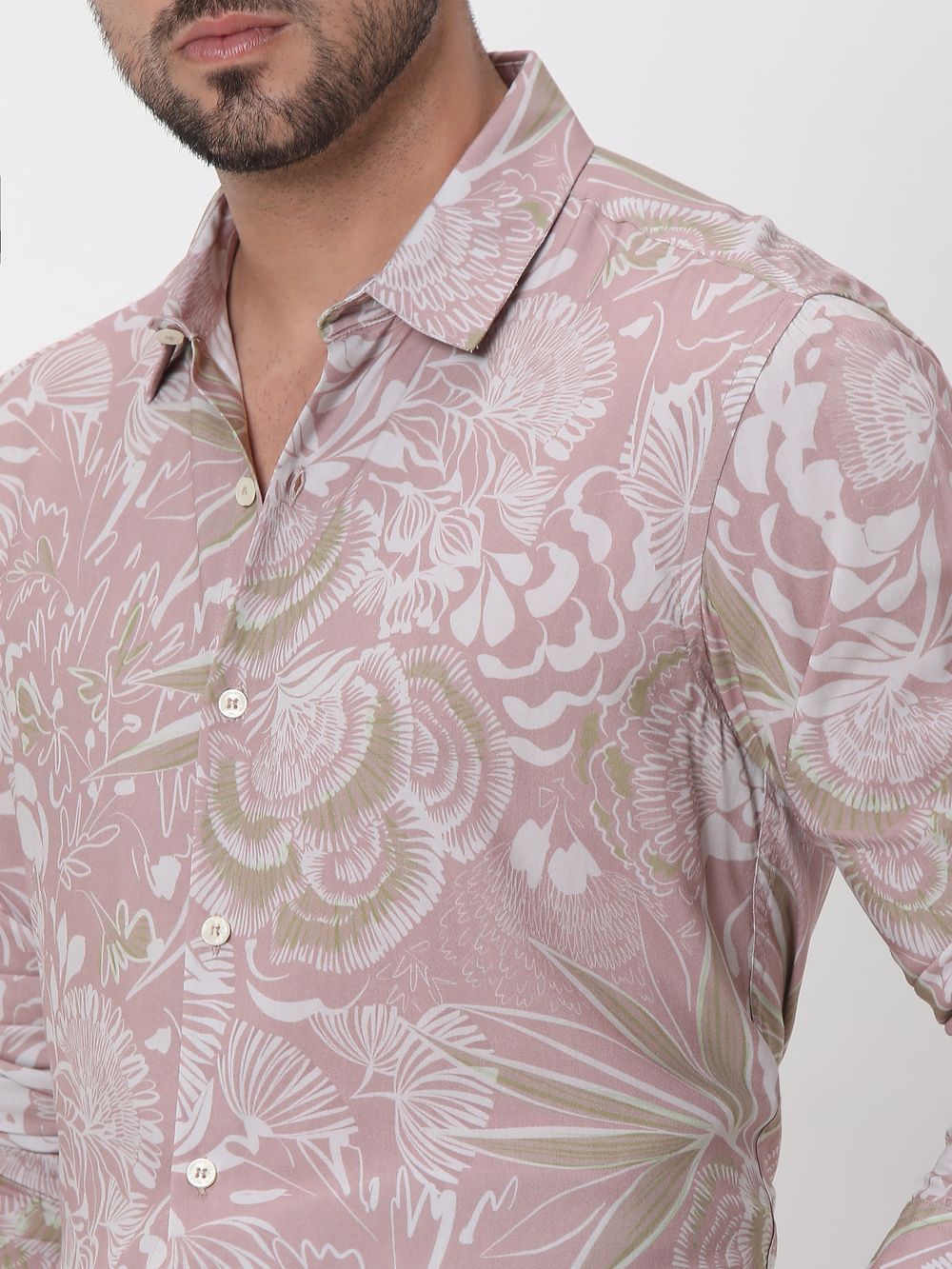 Pink Digital Print Slim Fit Casual Shirt