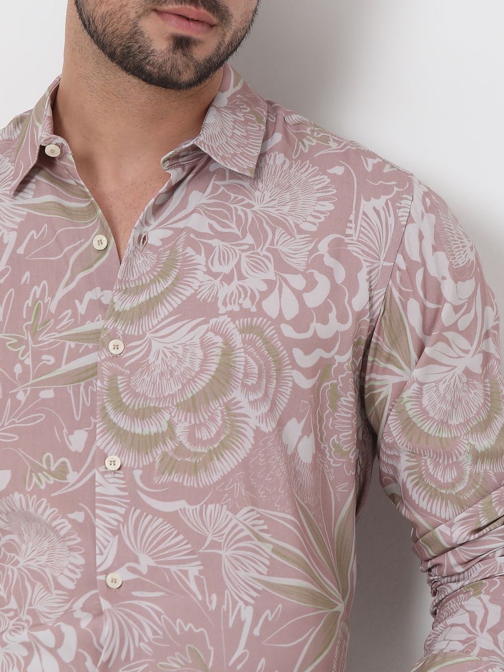 Pink Digital Print Slim Fit Casual Shirt