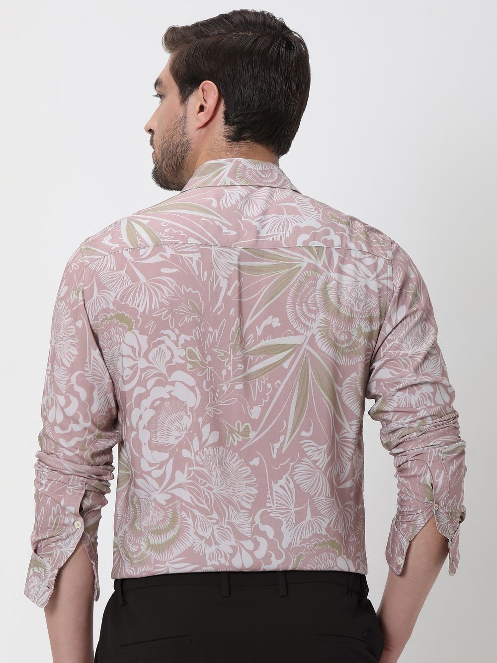 Pink Digital Print Slim Fit Casual Shirt