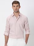 Pink Candy Stripe Slim Fit Casual Shirt