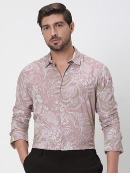 Pink Digital Print Slim Fit Casual Shirt