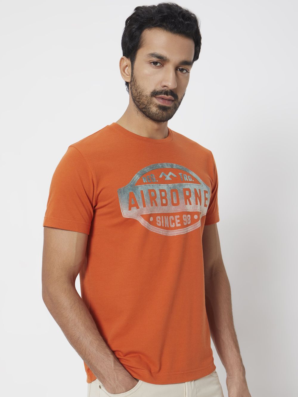 Rust Textured Graphic Slim Fit T-Shirt