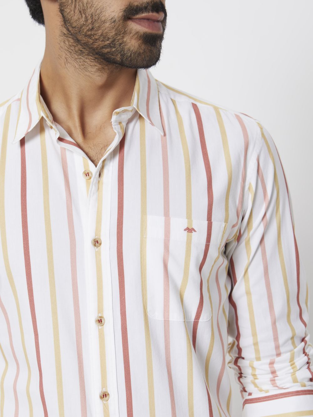 White Candy Stripe Slim Fit Casual Shirt