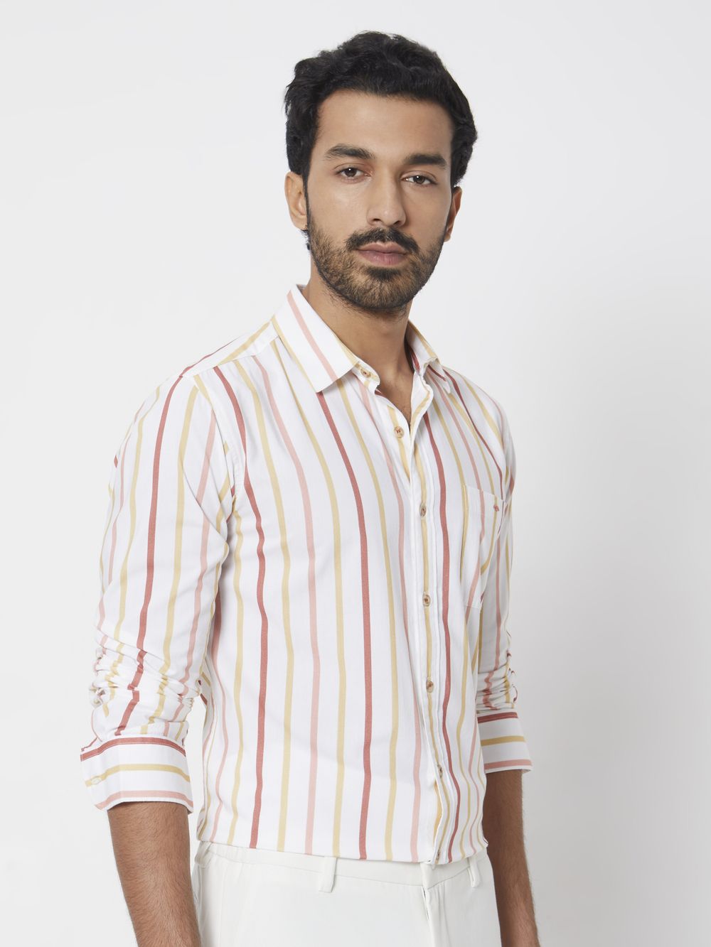 White Candy Stripe Slim Fit Casual Shirt