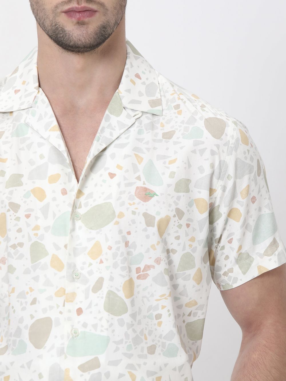Multi Terrazzo Print Slim Fit Casual Shirt