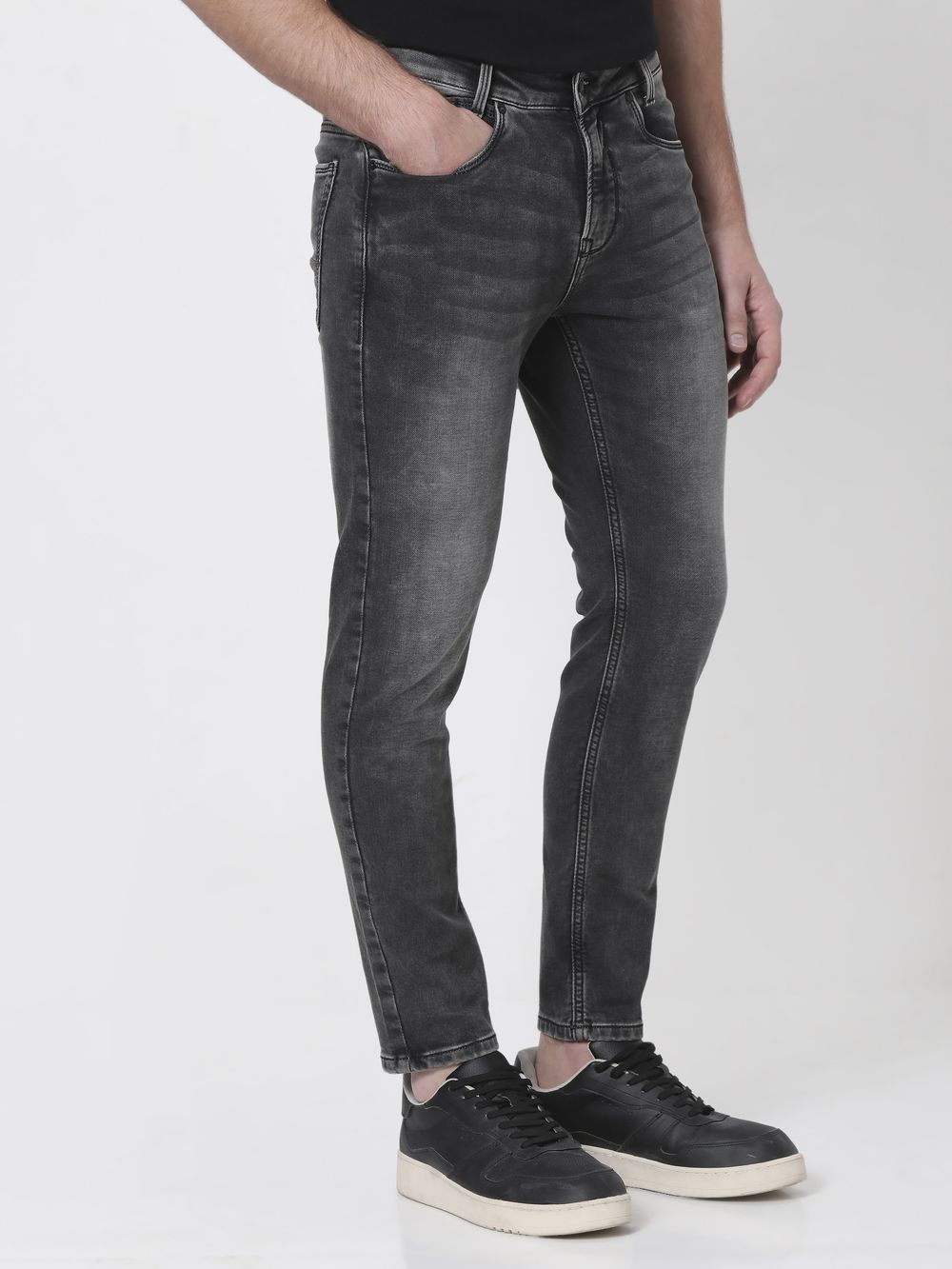 Grey Ankle Length Denim Deluxe Stretch Jeans