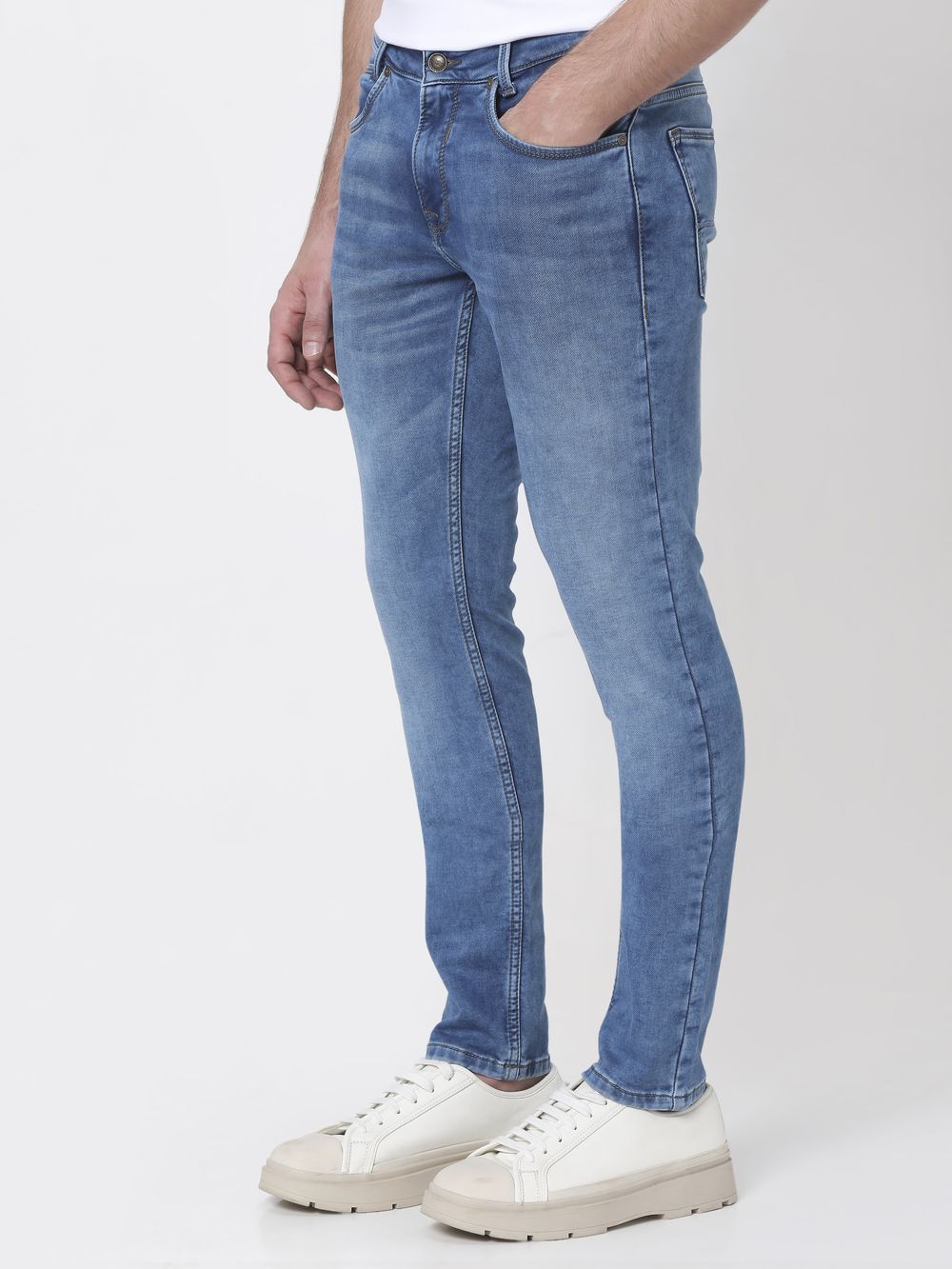 Mid Blue Skinny Fit Denim Deluxe Stretch Jeans