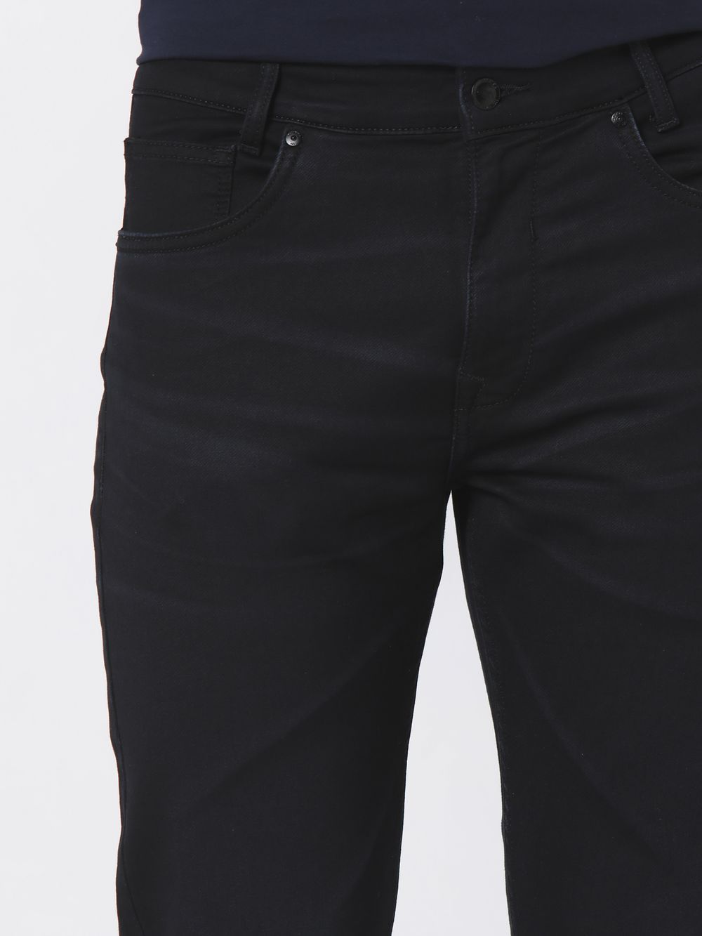Black Relaxed Straight Fit Denim Deluxe Stretch Jeans