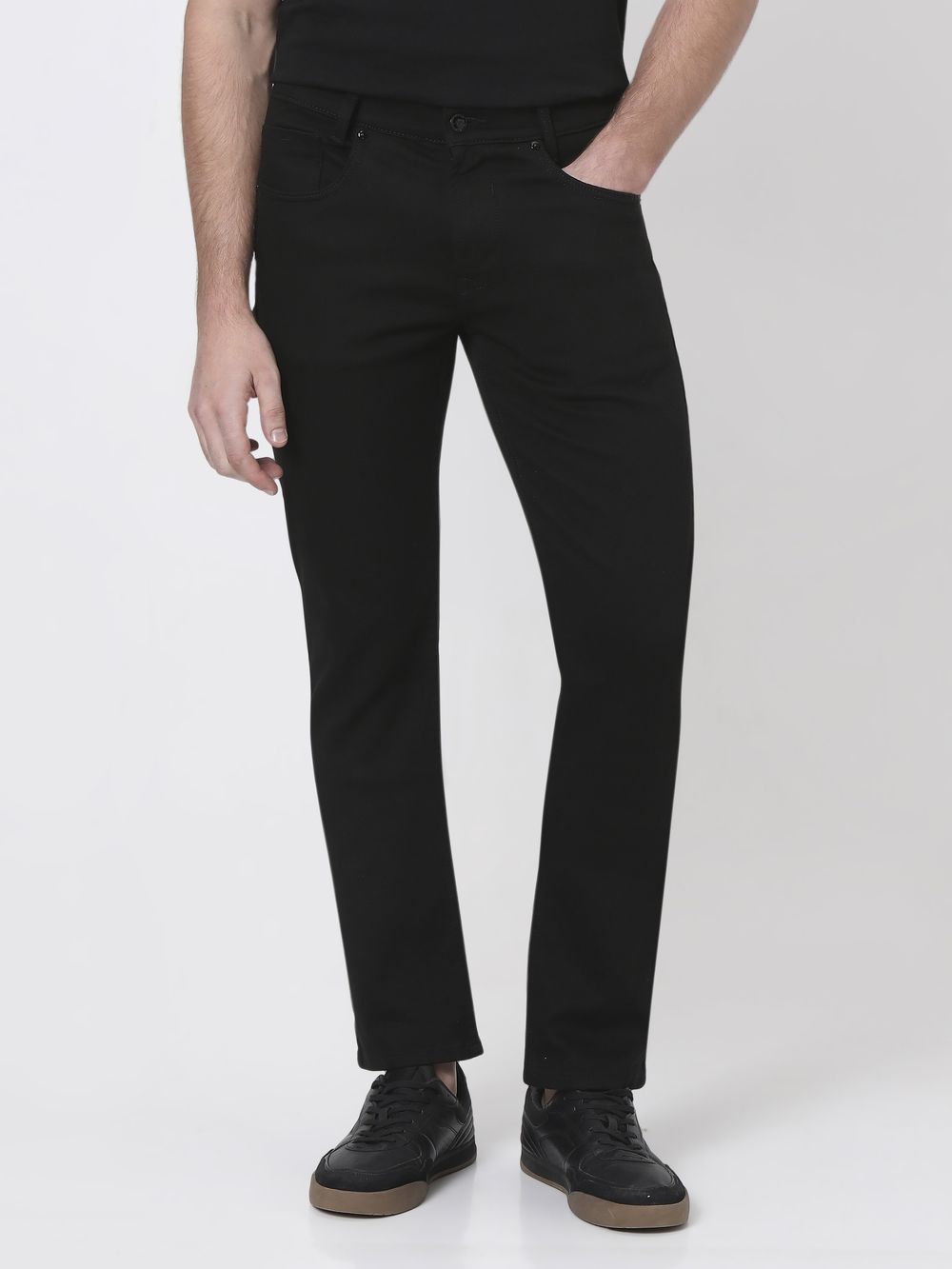 Jet Black Straight Fit Denim Deluxe Stretch Jeans
