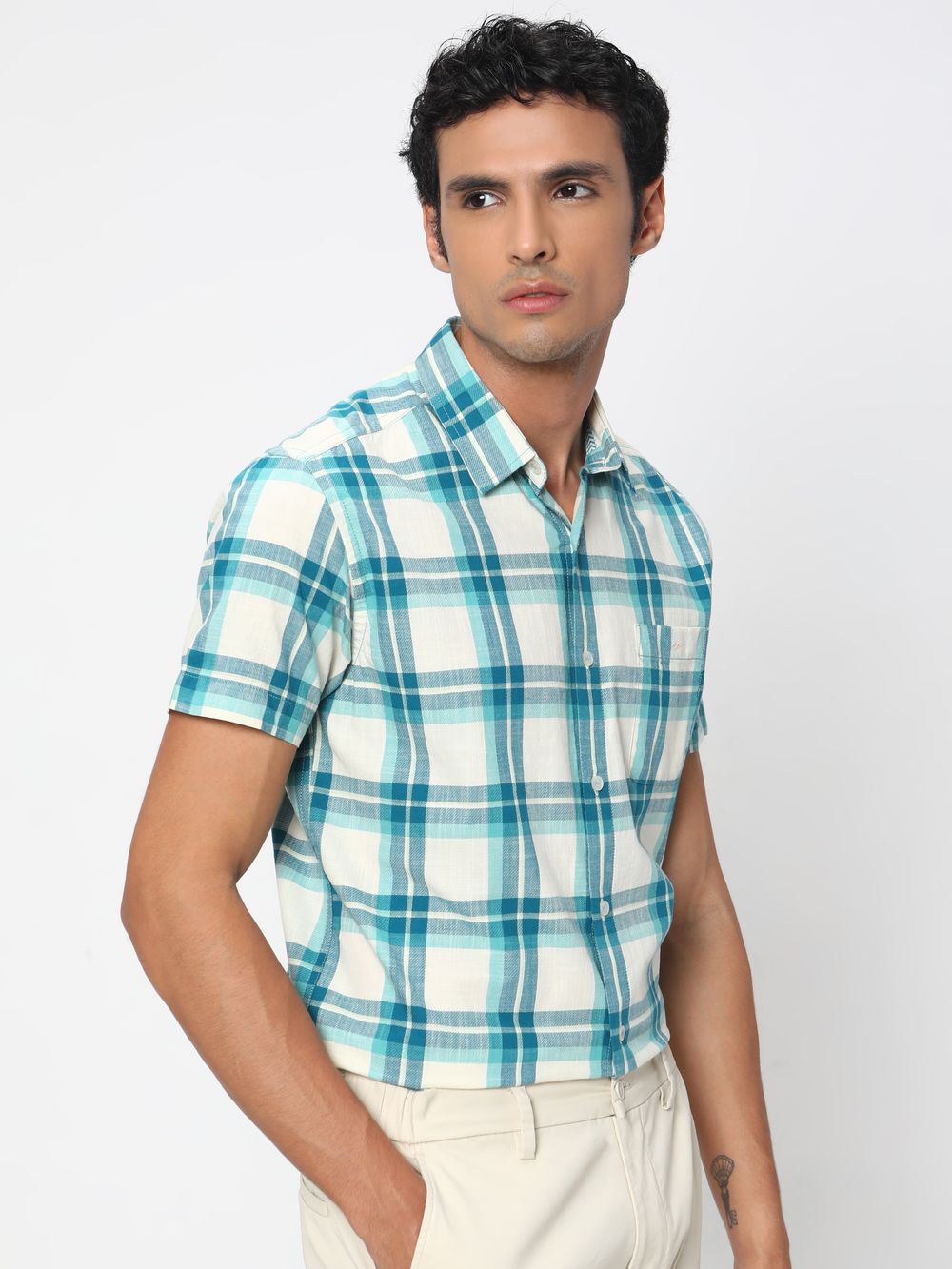 Turquoise Large Check Shirt