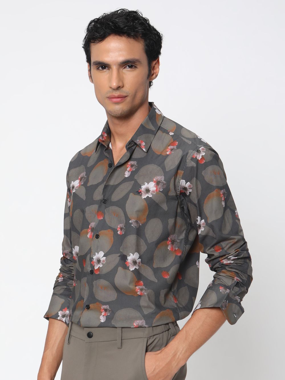 Olive Leaf Print Shirt