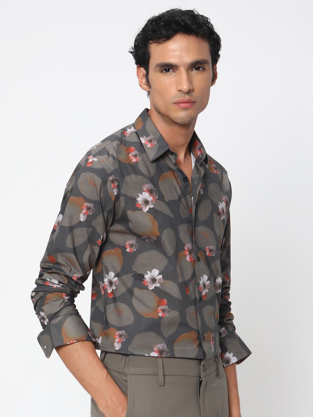 Olive Leaf Print Shirt