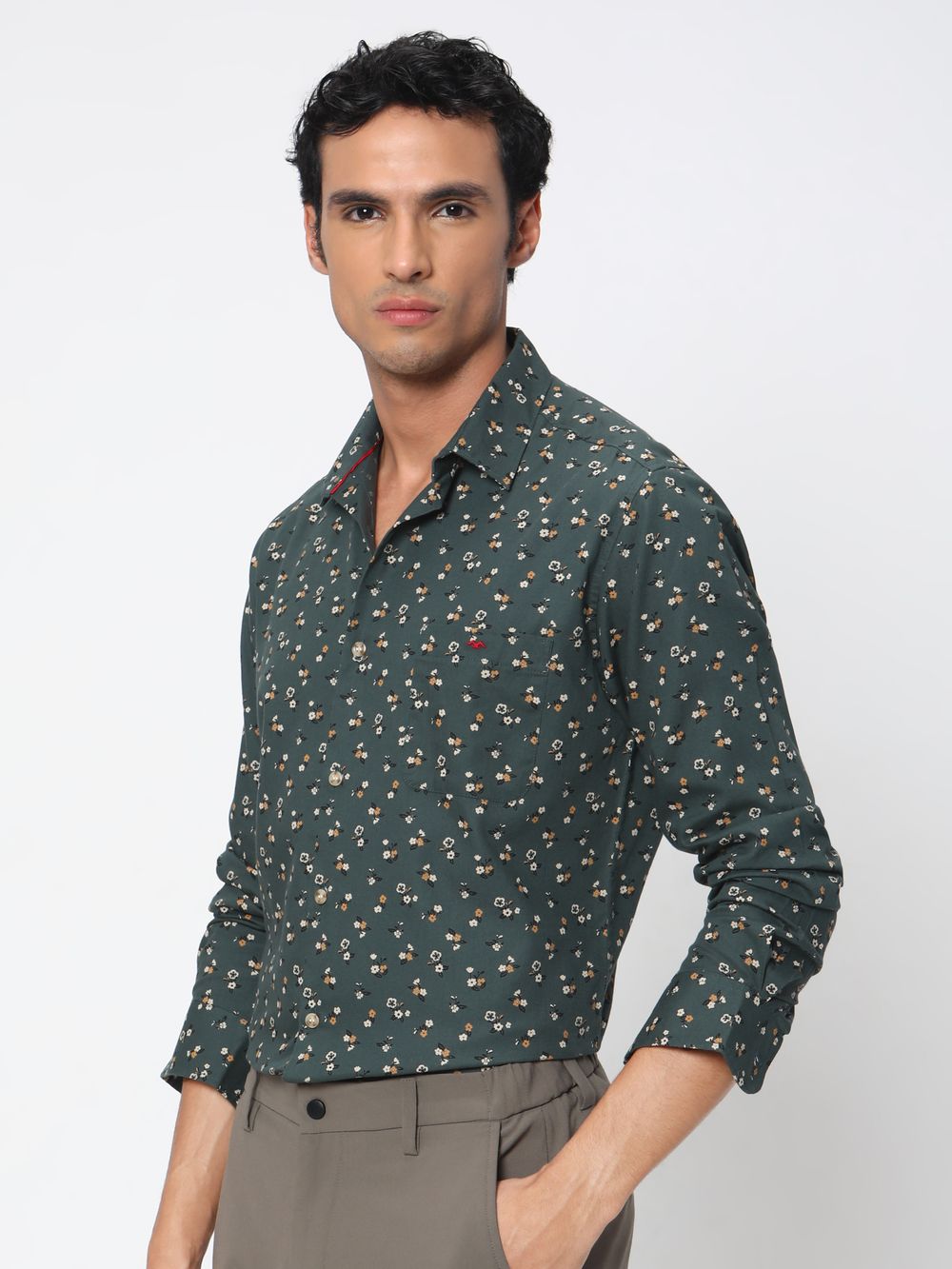 Green Floral Print Shirt