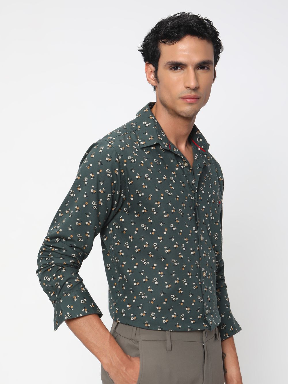 Green Floral Print Shirt