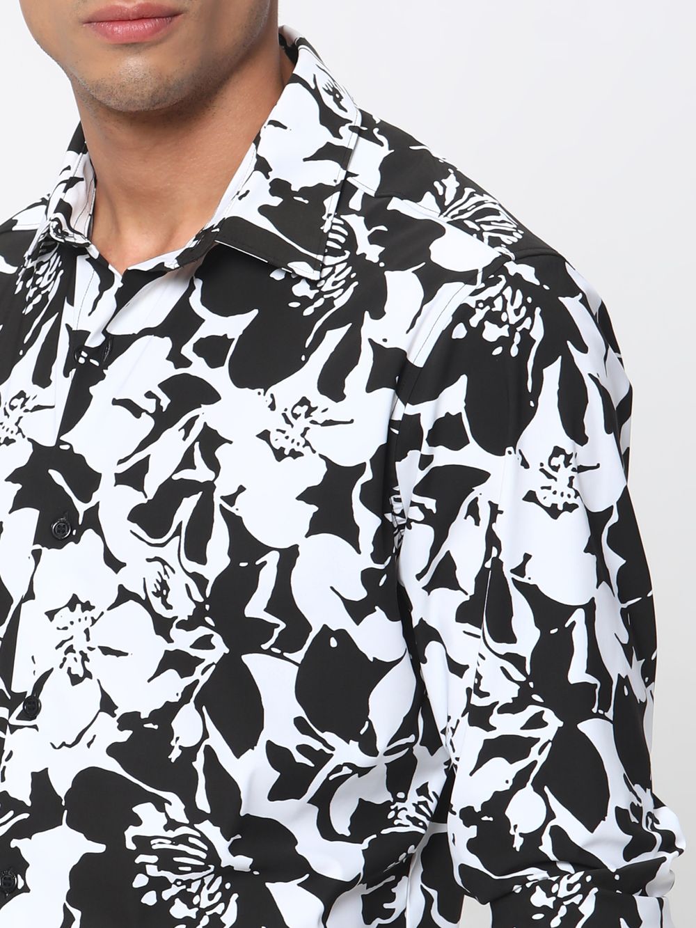 Black & White Floral Print Shirt