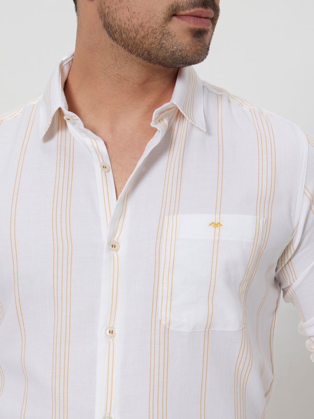 White Pin Stripe Slim Fit Casual Shirt