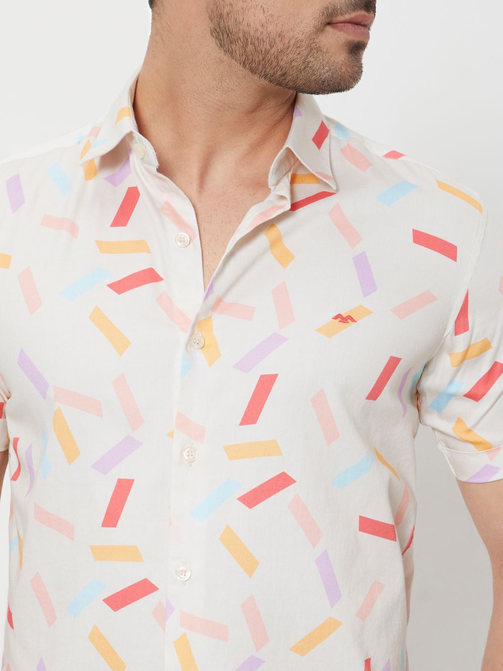 Multi Geometric Print Slim Fit Casual Shirt