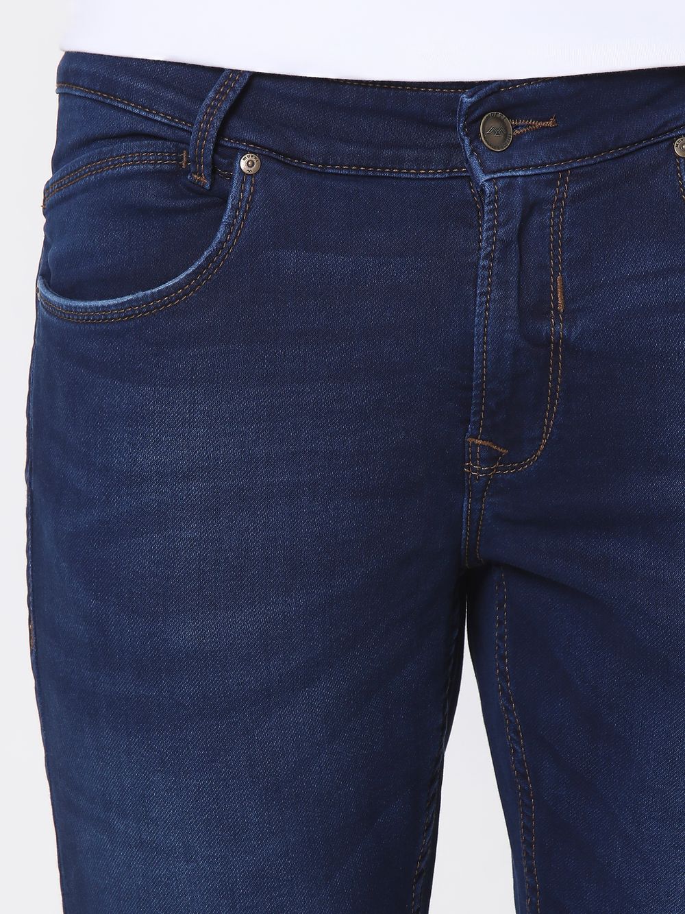 Dark Indigo Blue Ankle Length Fly Weight Jeans