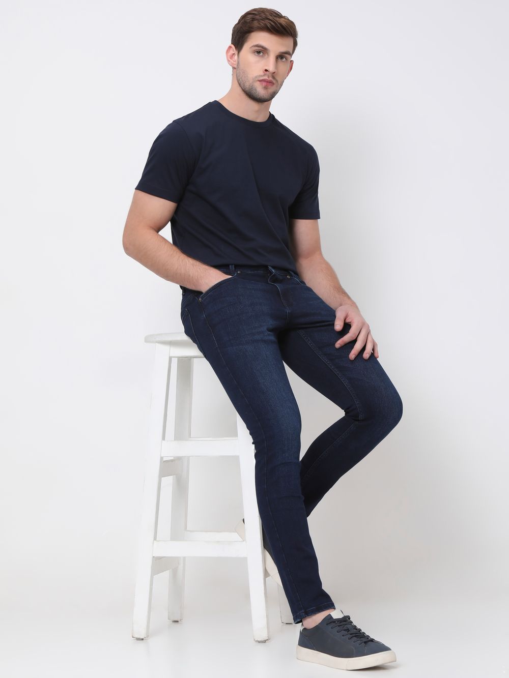 Deep Indigo Blue Skinny Fit Originals Stretch Jeans