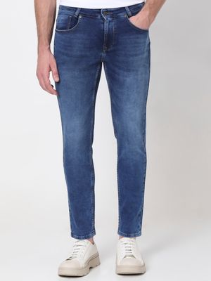 Mid Blue Ankle Length Fly Weight Jeans