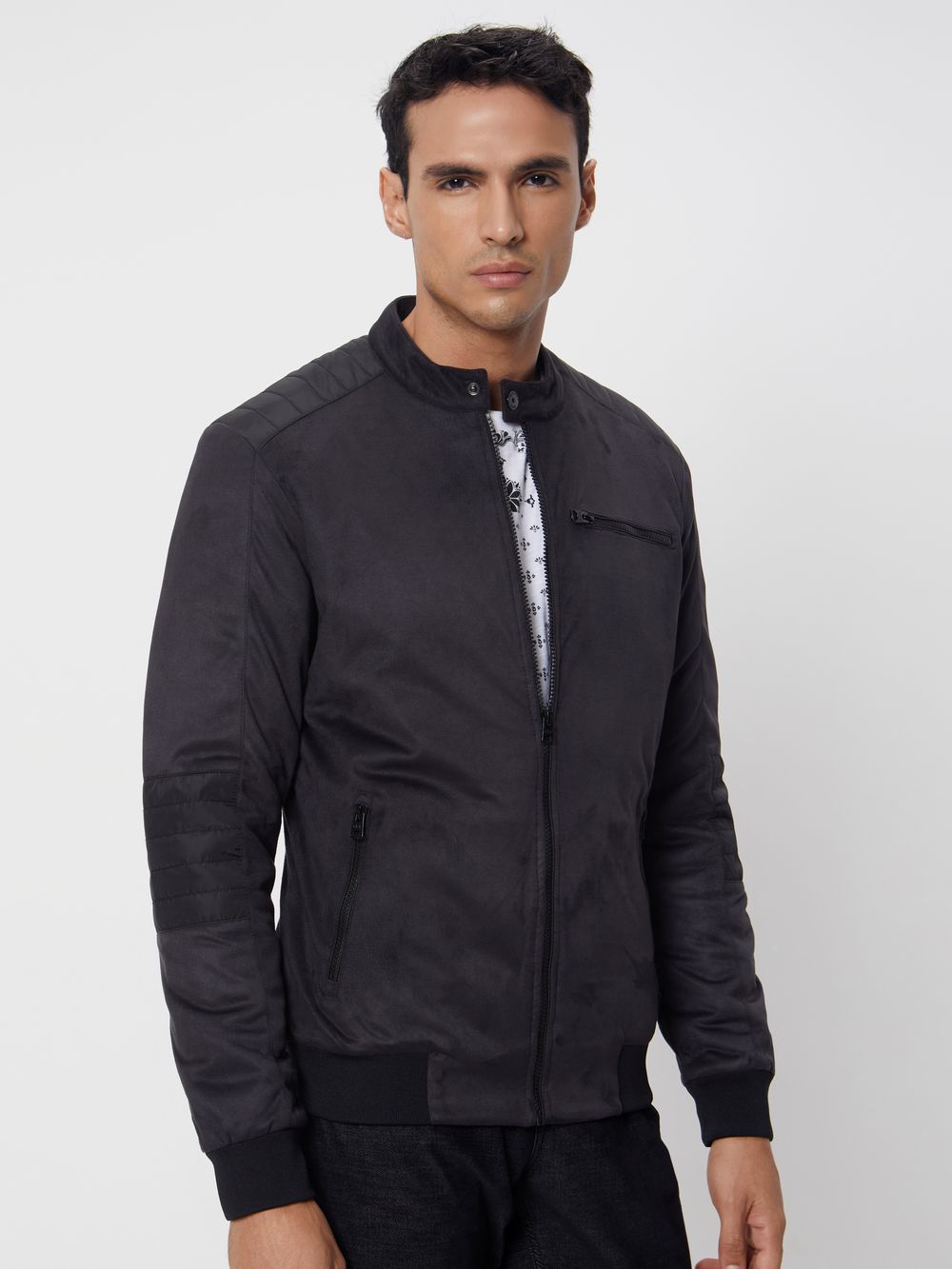 Black Biker Slim Fit Jacket