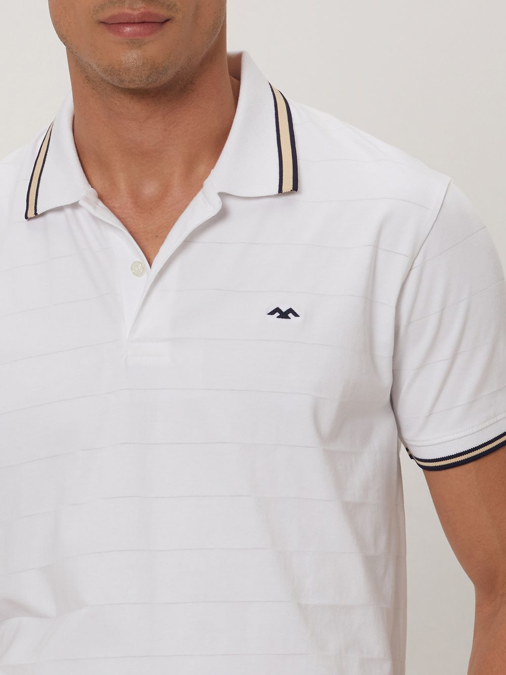 White Tipped Collar Slim Fit Polo 