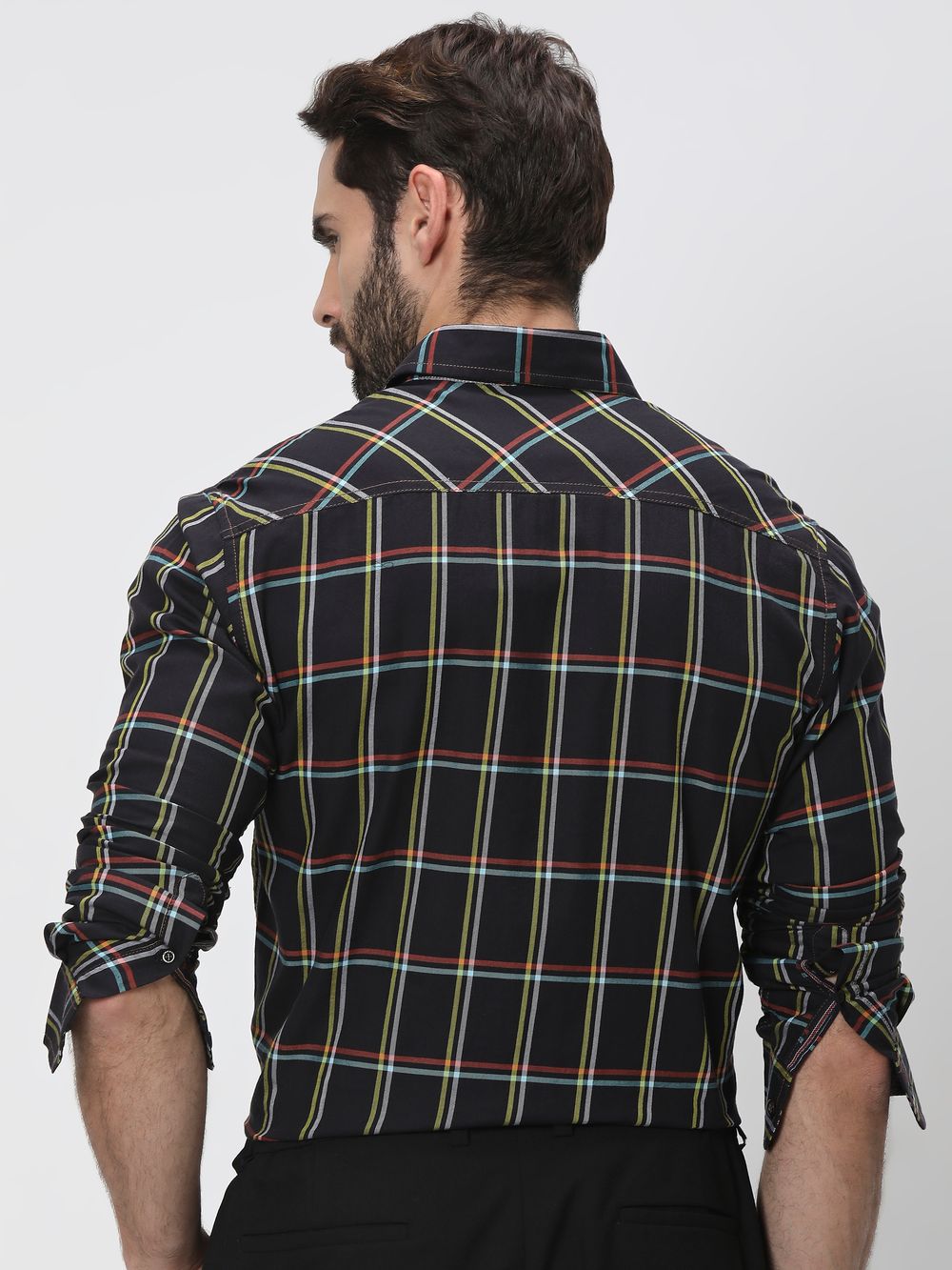 Black & Yellow Large Check Slim Fit Casual Shirt