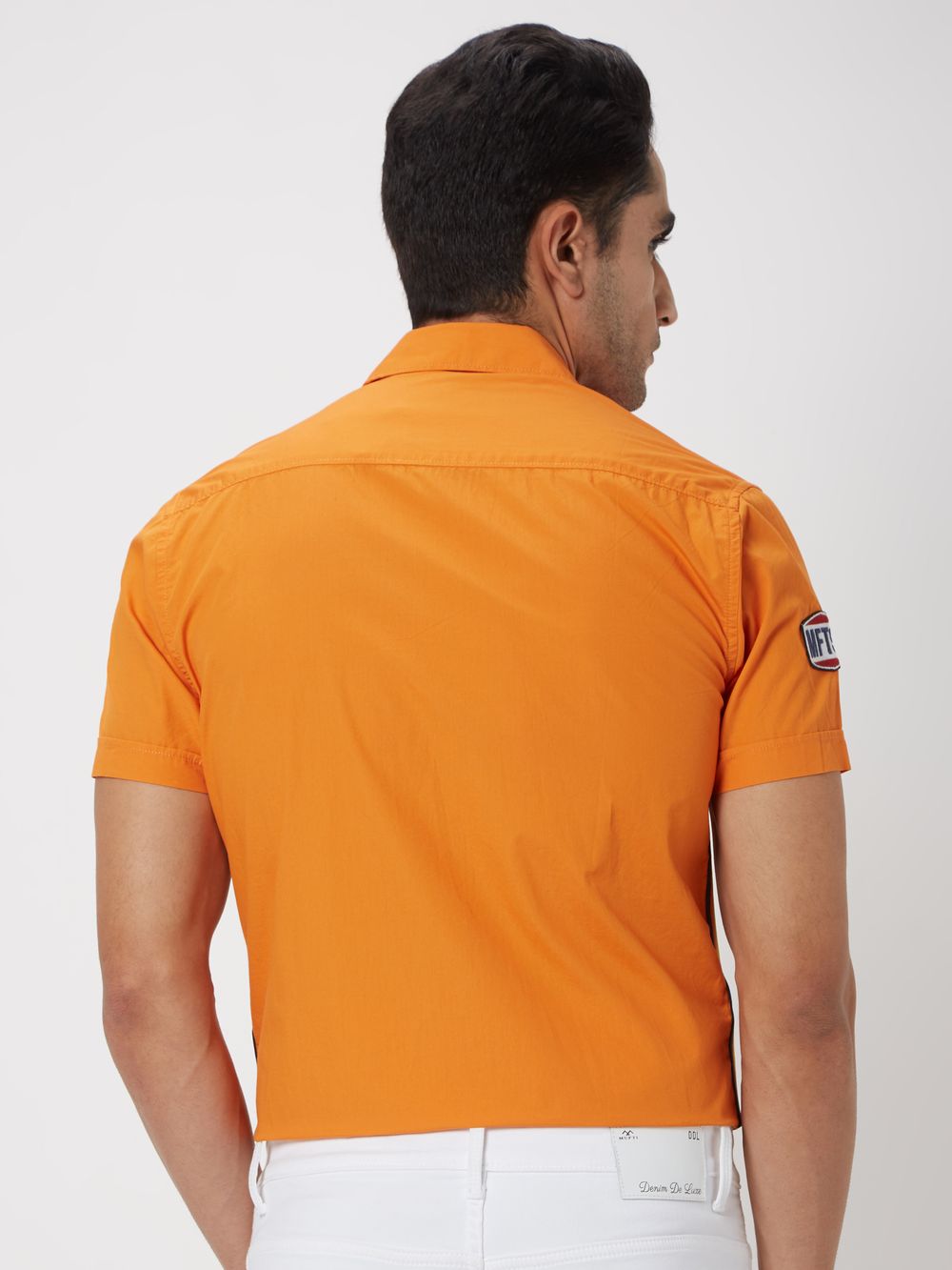 Orange Cotton Plain Shirt