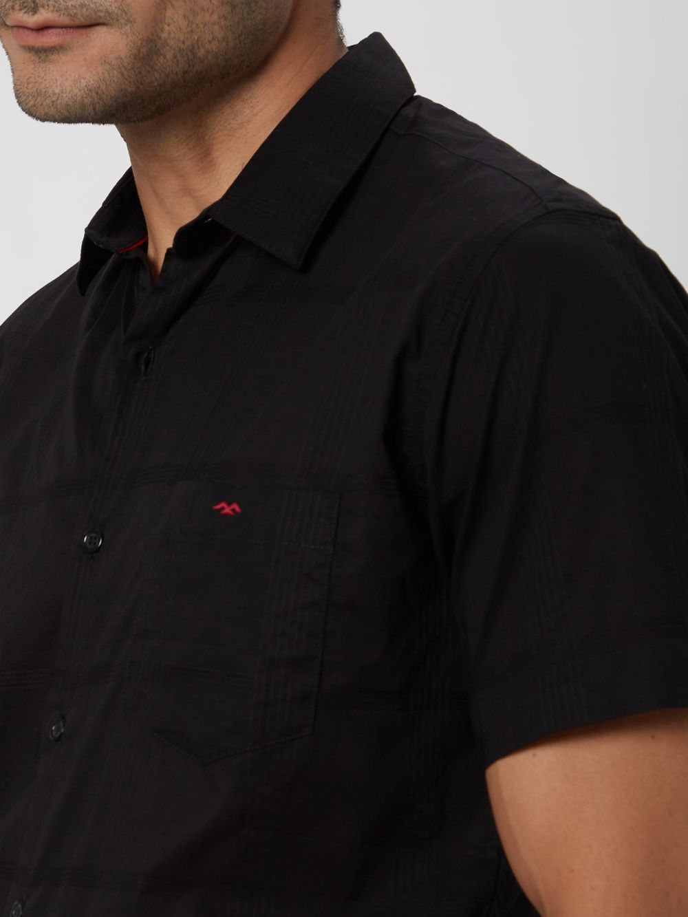 Black Textured Plain Shirt