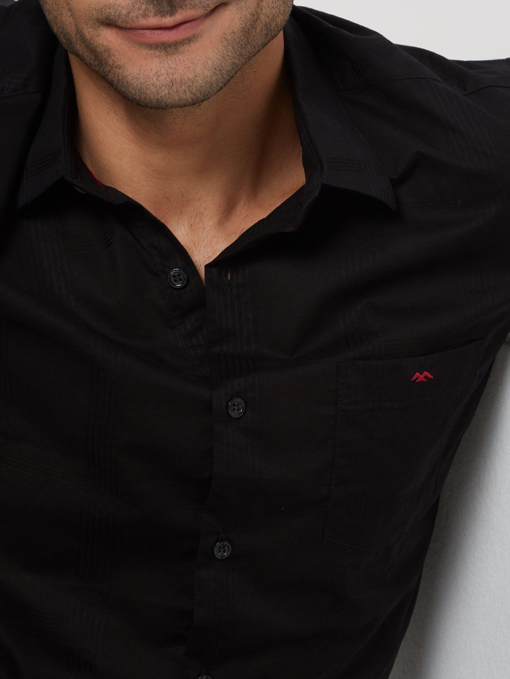 Black Textured Plain Shirt