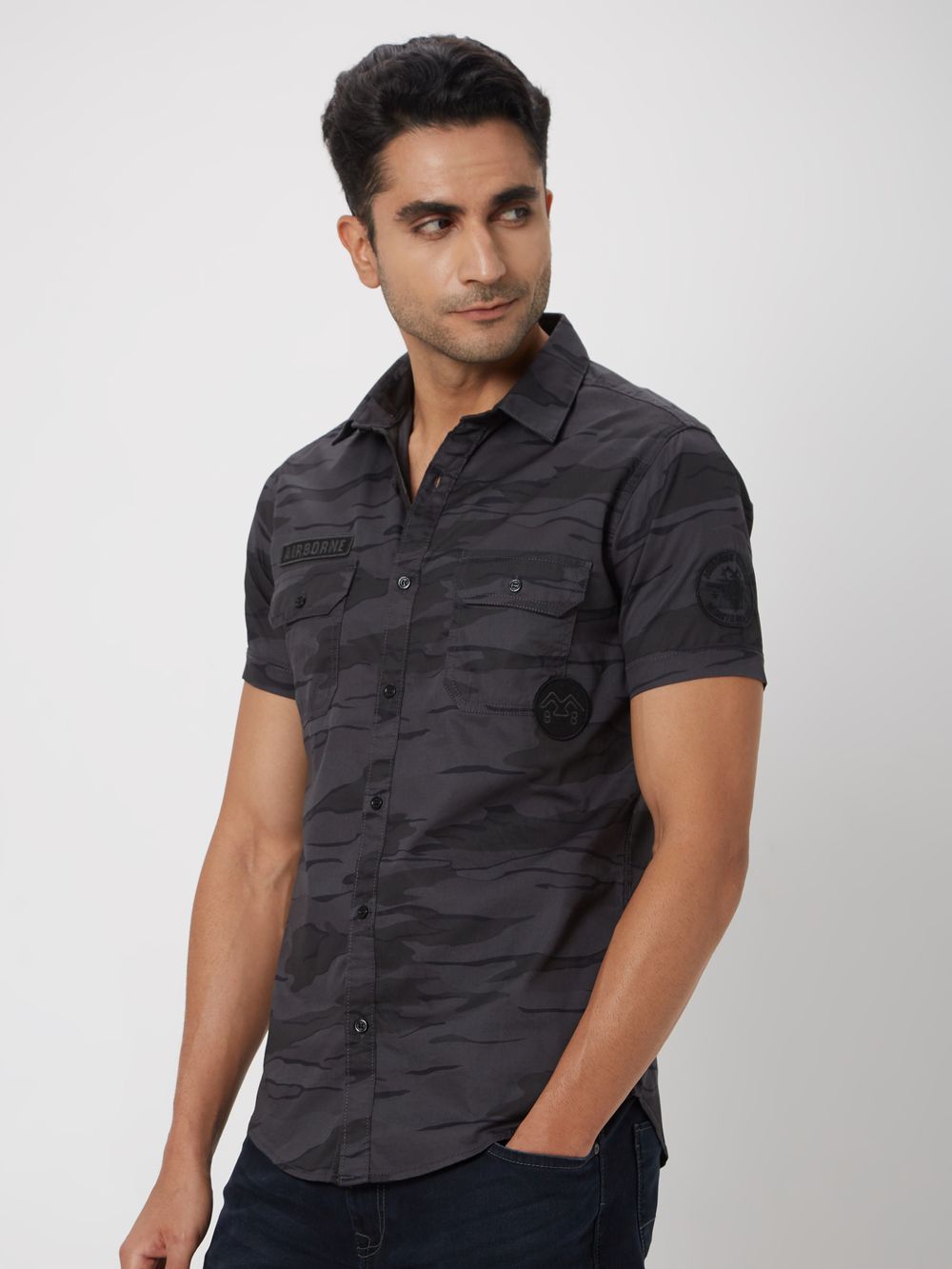 Black Camo Print Shirt