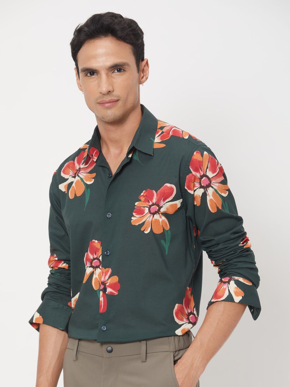 Green Floral Print Shirt