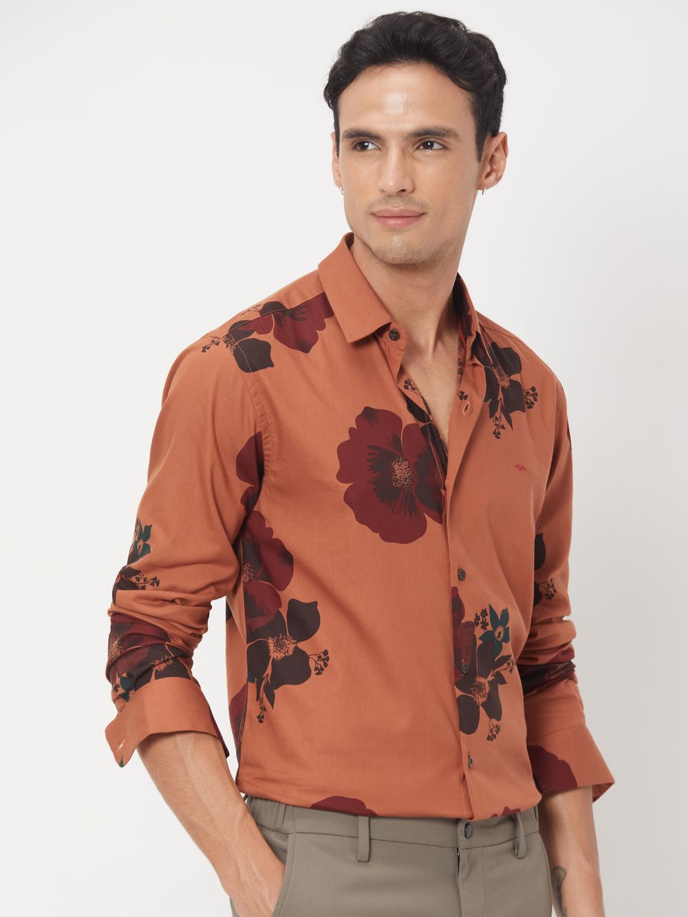 Rust & Black Geometric Print Shirt