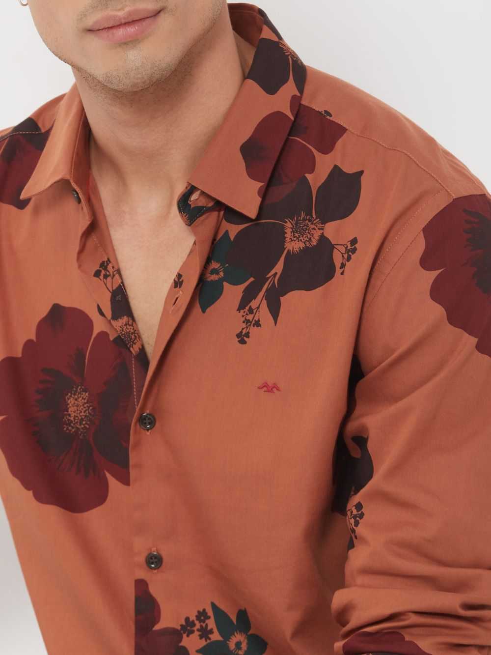 Rust & Black Geometric Print Shirt