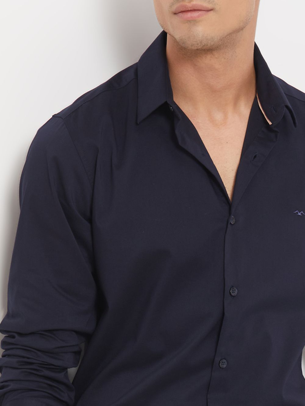 Navy Stretch Plain Shirt