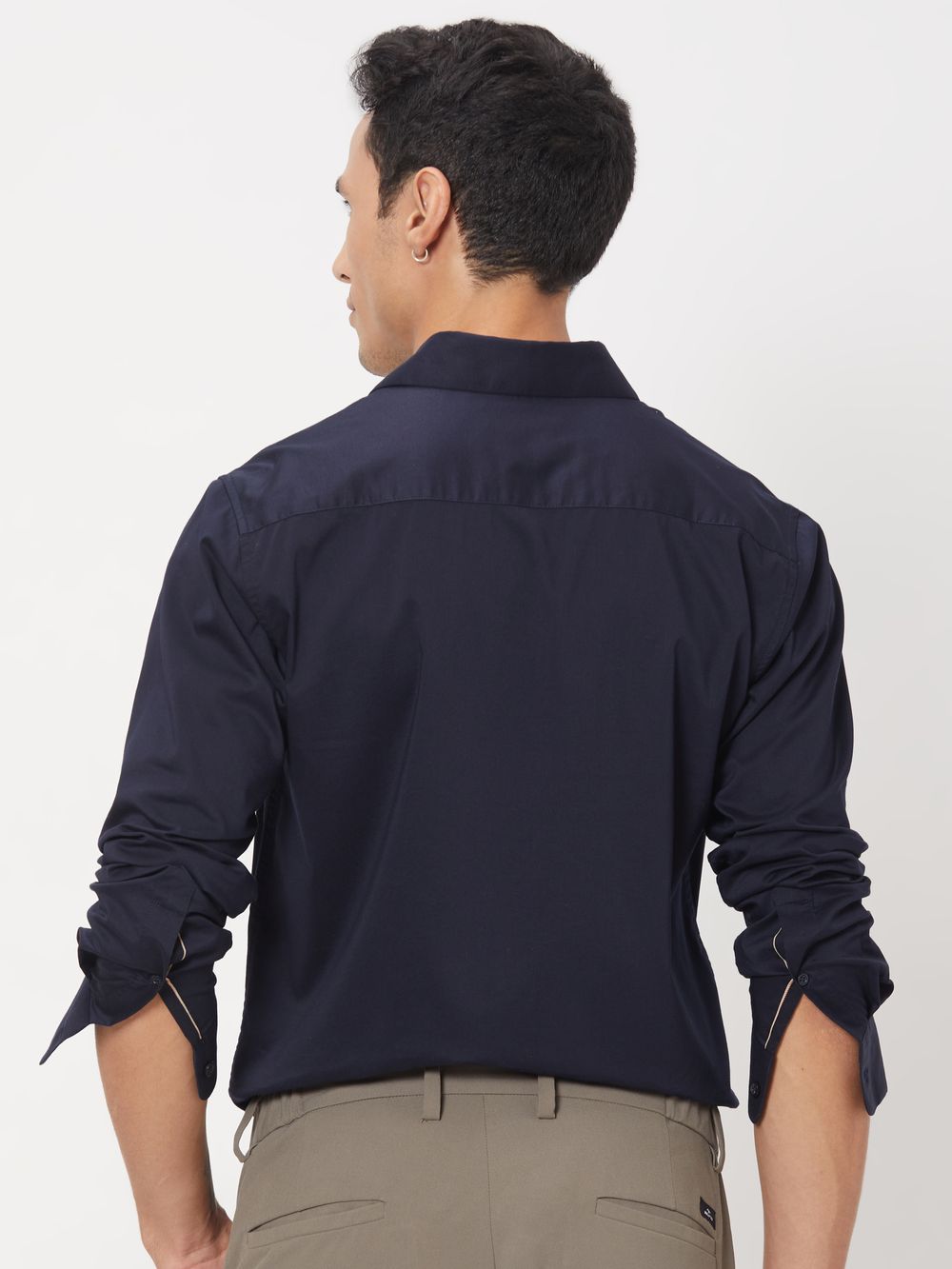 Navy Stretch Plain Shirt