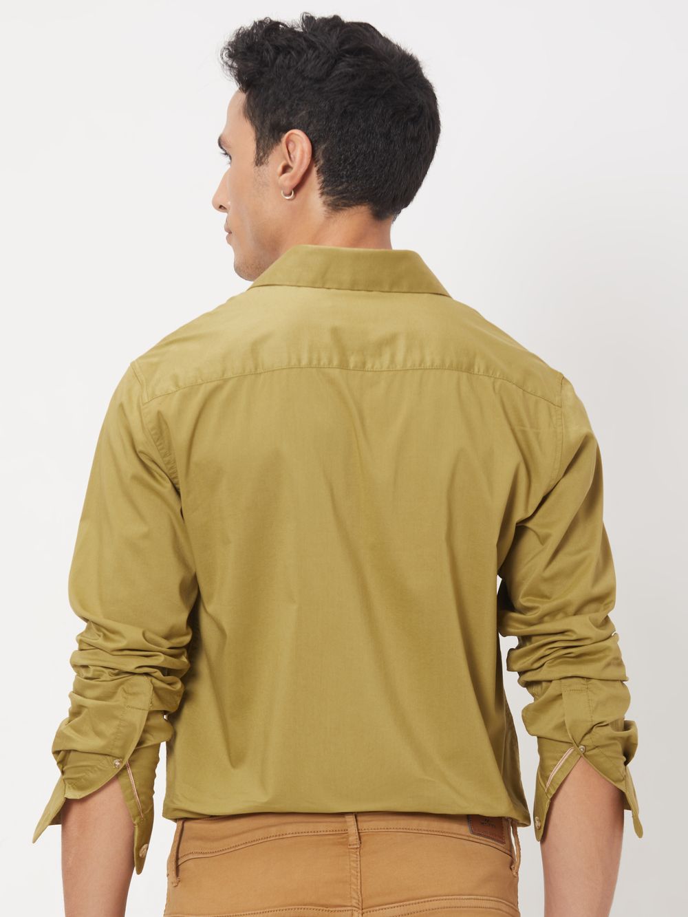 Olive Stretch Plain Shirt
