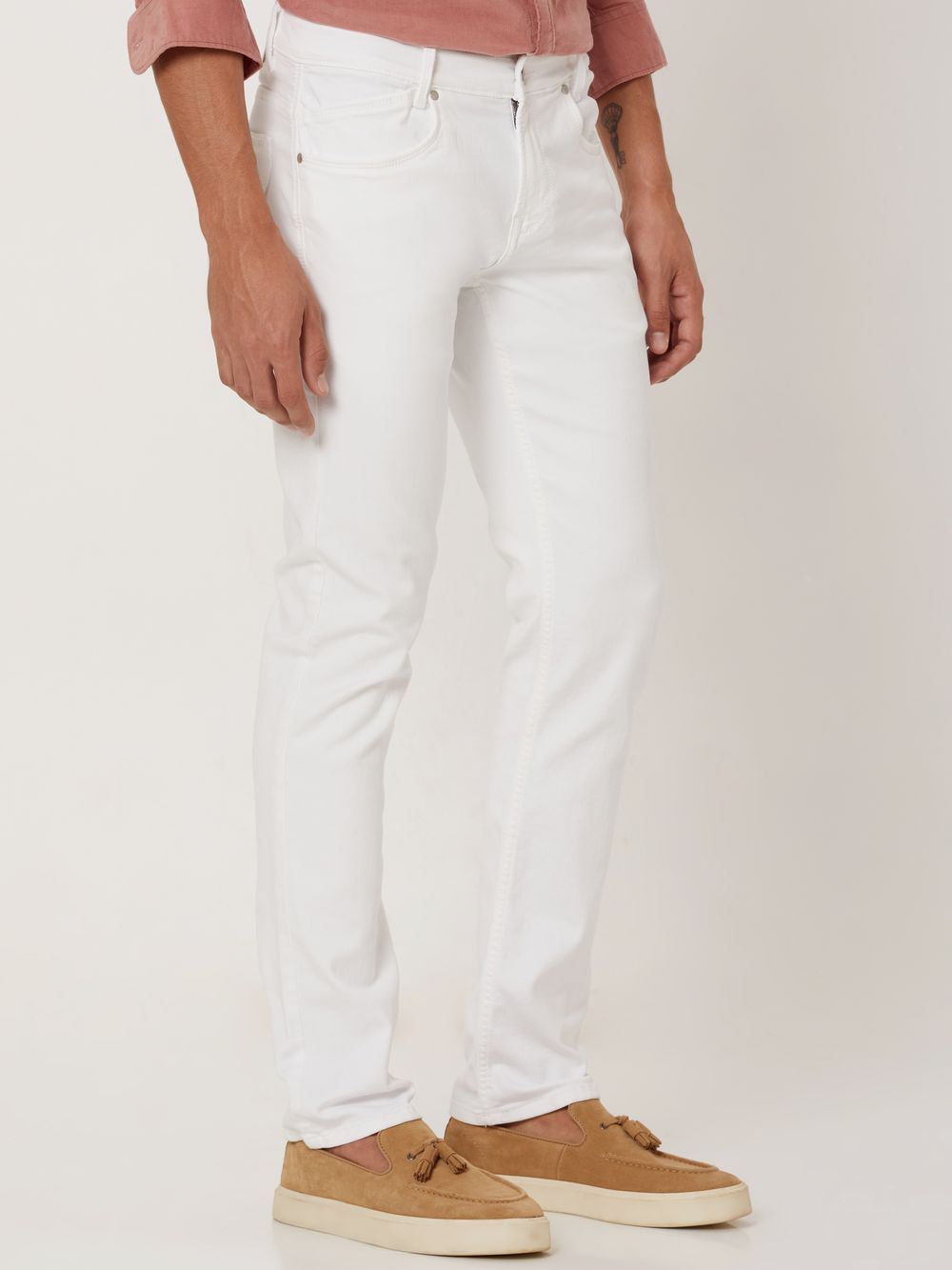 White Narrow Fit Denim Deluxe Stretch Jeans