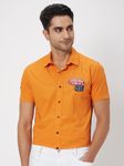 Orange Cotton Plain Shirt