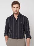 Black Pin Stripe Slim Fit Casual Shirt