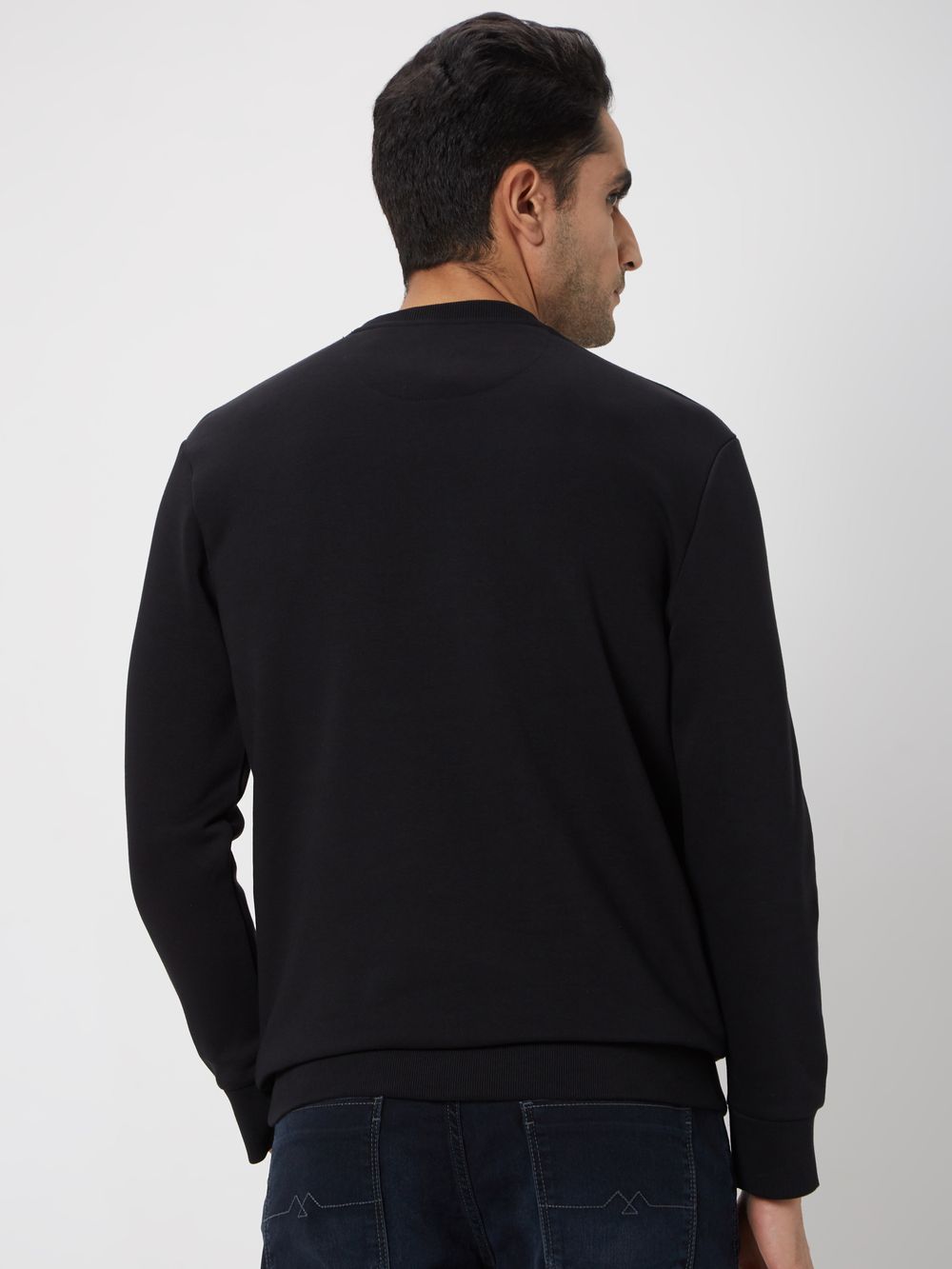 Black Flock Print Knitted Fleece Sweatshirt