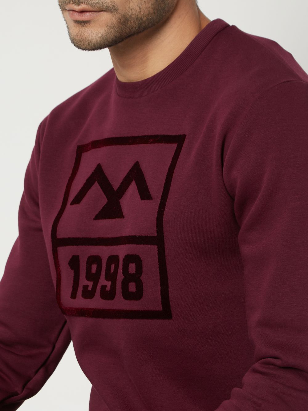 Maroon Flock Print Knitted Fleece Sweatshirt