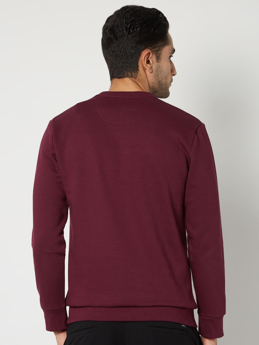 Maroon Flock Print Knitted Fleece Sweatshirt