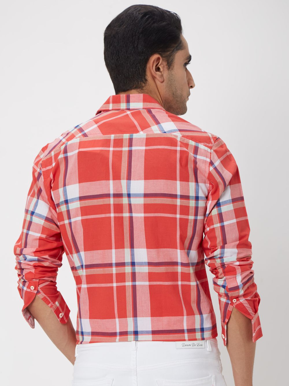 Red & White Madras Check Slim Fit Casual Shirt