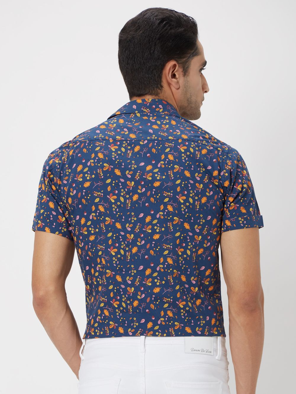 Blue & Multi Floral Print Slim Fit Casual Shirt
