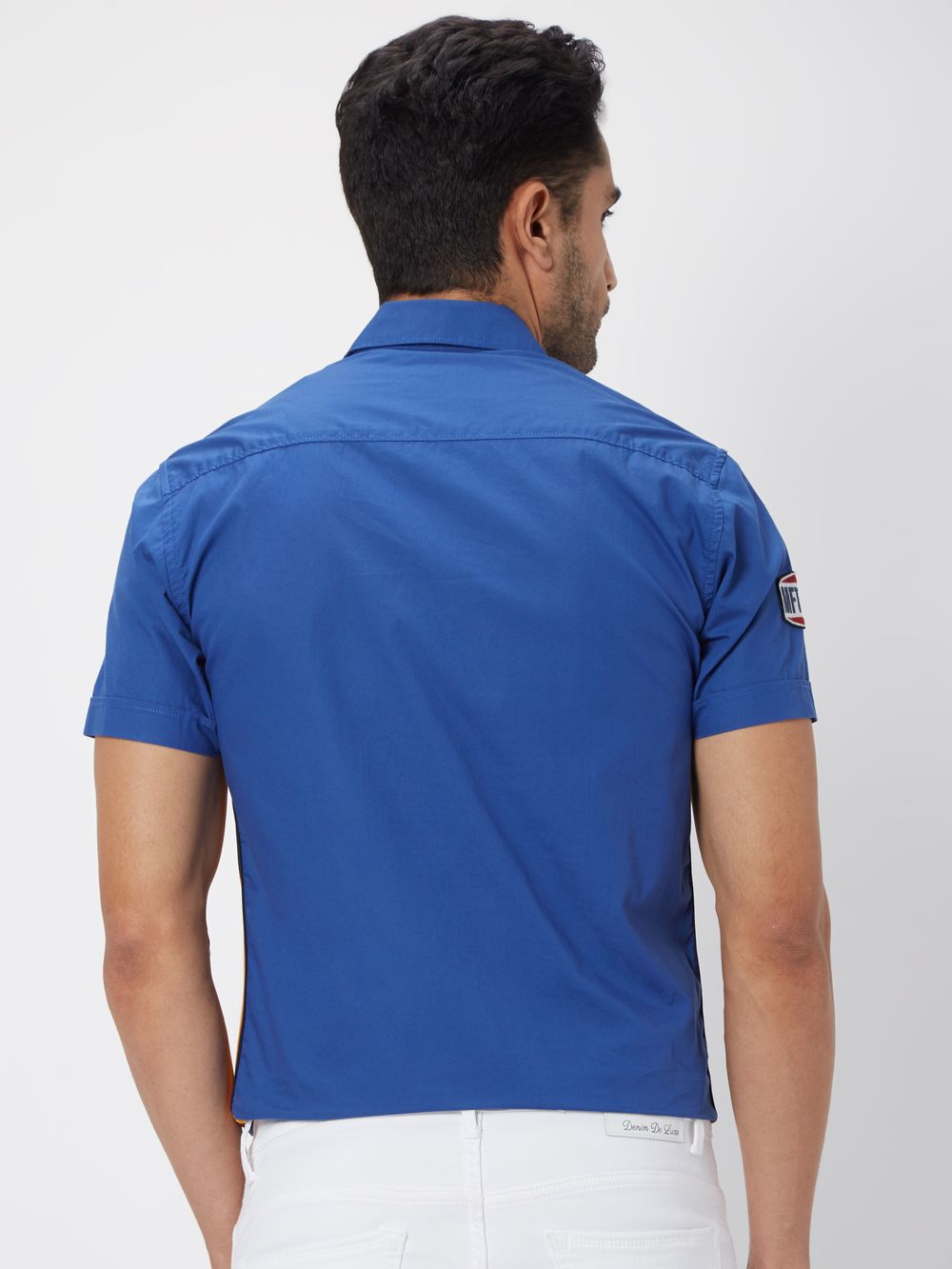 Blue Cotton Plain Shirt